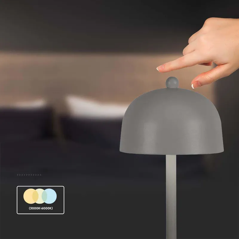 Lampka Stołowa Nocna V-TAC 3W LED 30cm Ładowanie USB Ściemnianie VT-1052 3000K-6000K 200LM - Szara