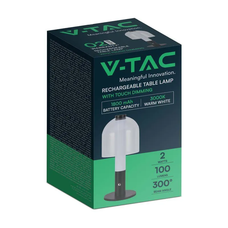 Lampka Stołowa Nocna V-TAC 2W LED 30cm Ładowanie USB Ściemnianie VT-1056 3000K 100LM - Czarna