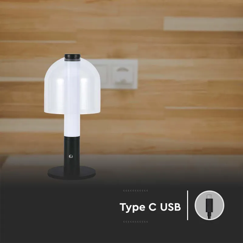 Lampka Stołowa Nocna V-TAC 2W LED 30cm Ładowanie USB Ściemnianie VT-1056 3000K 100LM - Czarna