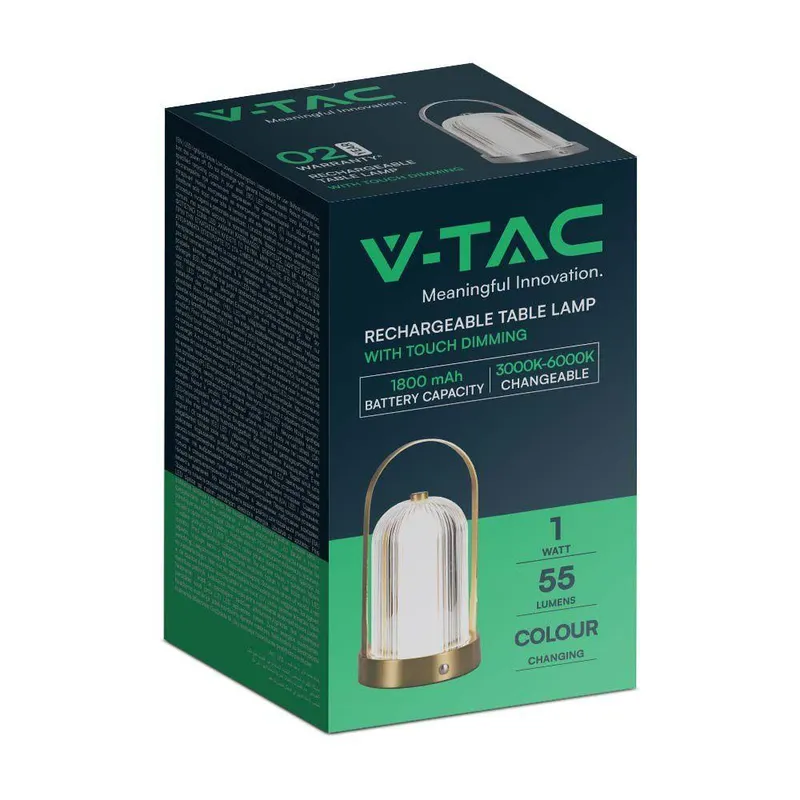 Lampka Stołowa Nocna V-TAC 1W LED 22cm Ładowanie USB Ściemnianie VT-1057 3000K-6000K 55LM - Złota