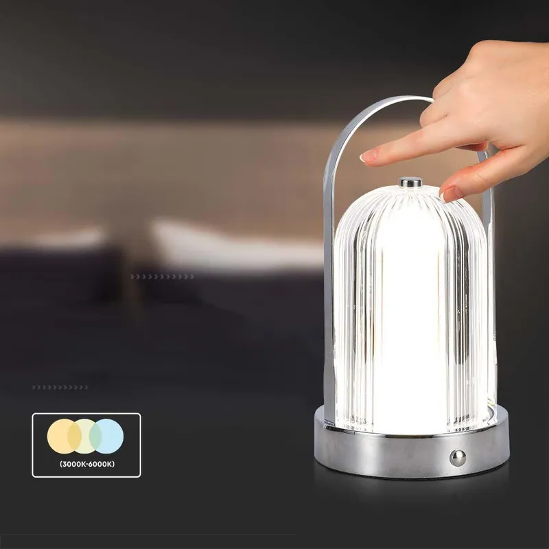 Lampka Stołowa Nocna V-TAC 1W LED 22cm Ładowanie USB Ściemnianie Chrom VT-1057 3000K-6000K 55LM