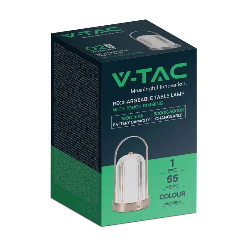 Lampka Stołowa Nocna V-TAC 1W LED 22cm Ładowanie USB Ściemnianie Matowe VT-1057 3000K-6000K 55LM - Złoto