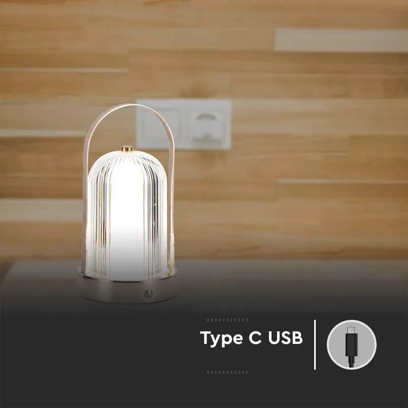 Lampka Stołowa Nocna V-TAC 1W LED 22cm Ładowanie USB Ściemnianie Matowe VT-1057 3000K-6000K 55LM - Złoto