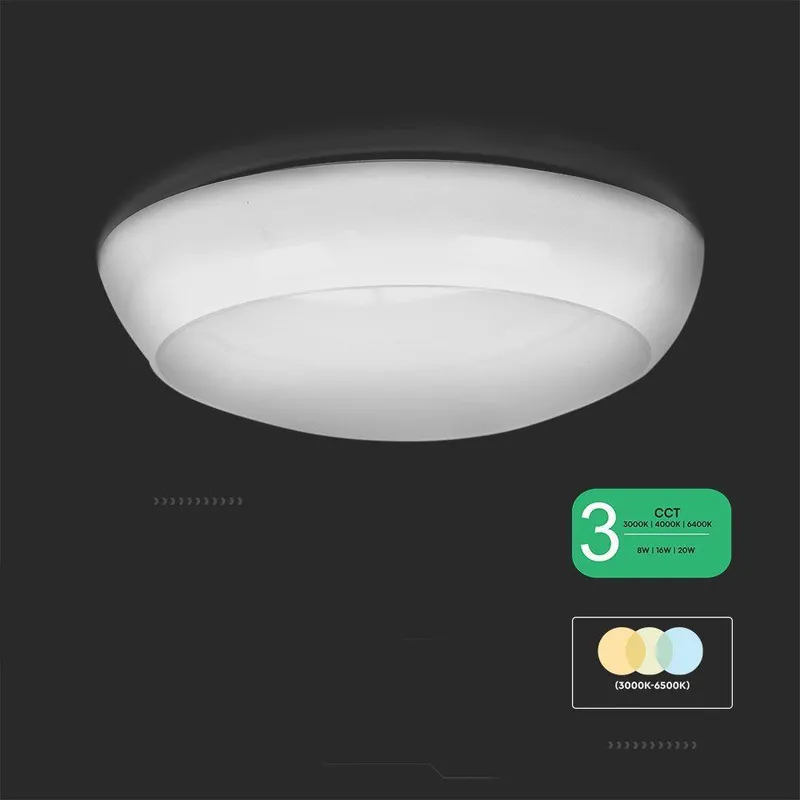 Oprawa Sufitowa Plafoniera LED V-TAC CCT 8W/16W/20W SAMSUNG CHIP IP65 IK08 VT-8603 3000K-4000K-6400K 2600LM 5 Lat Gwarancji