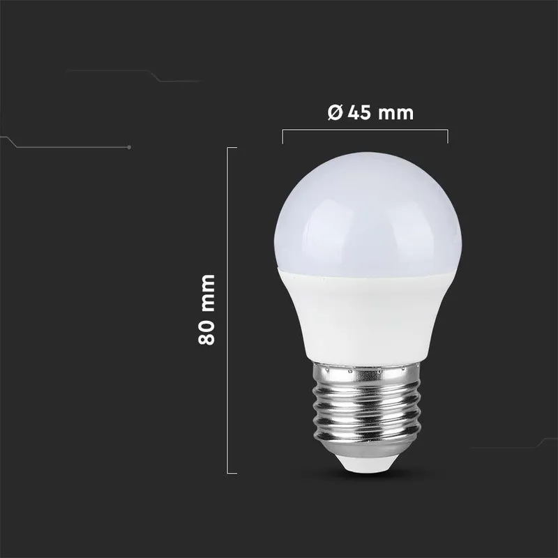 Żarówka LED V-TAC SAMSUNG CHIP 3,7W E27 Kulka G45 VT-1812 4000K 320LM 5 Lat Gwarancji