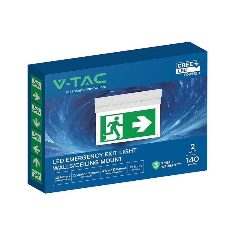 Oprawa Ewakuacyjna V-TAC 2W CREE CHIP Sufitowa Natynkowa VT-519-S 6000K 120LM 3 Lata Gwarancji