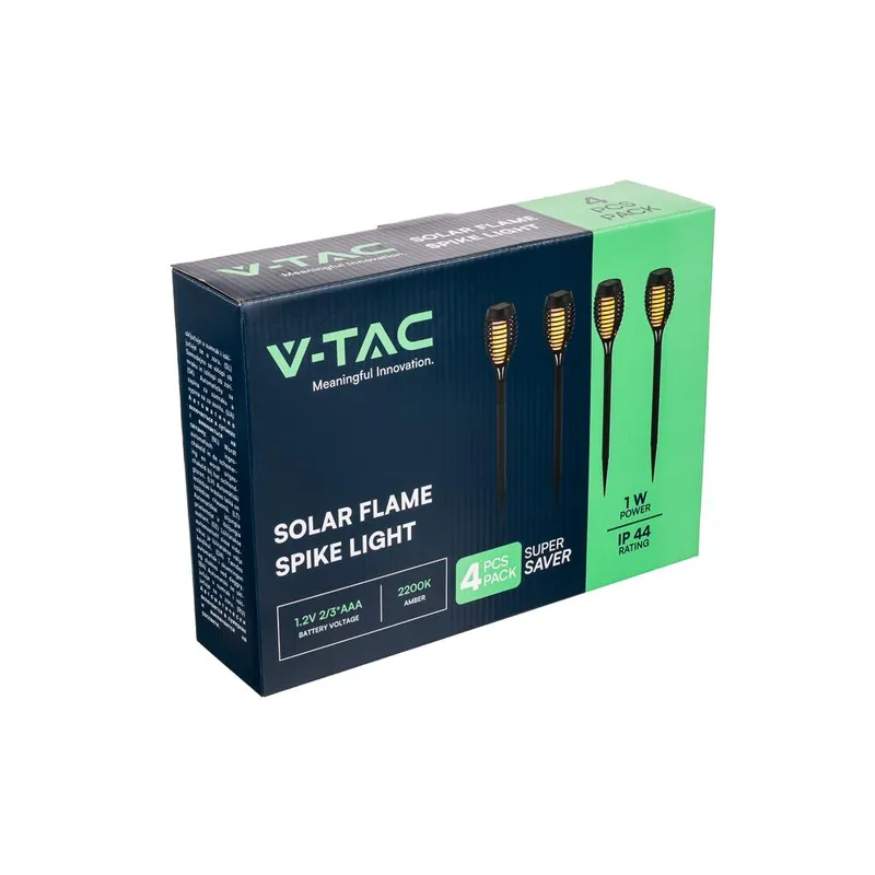 Lampa Solarna Zestaw 4szt V-TAC Wbijana 1W LED 50cm 6 Godzin (Opak. 4szt) VT-724 2200K