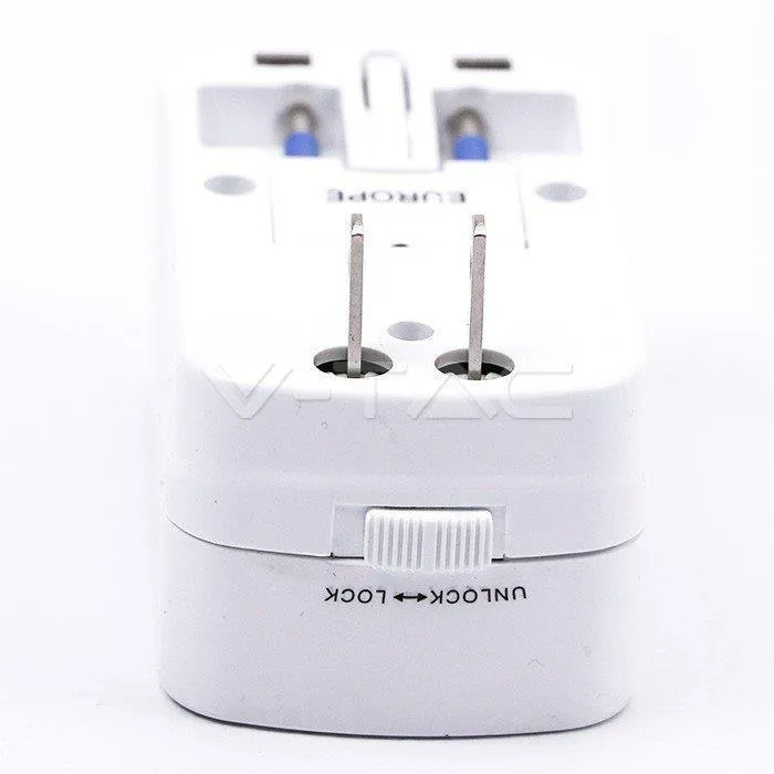 Uniwersalny Adapter Podróżny Z Zabezpieczeniem 2XUSB 2A V-TAC