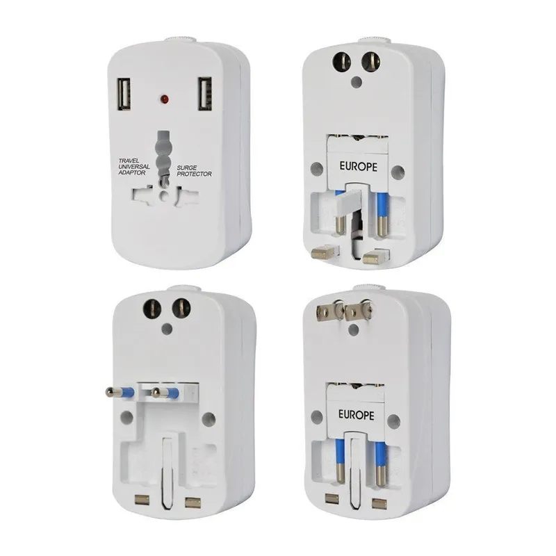 Uniwersalny Adapter Podróżny Z Zabezpieczeniem 2XUSB 2A V-TAC