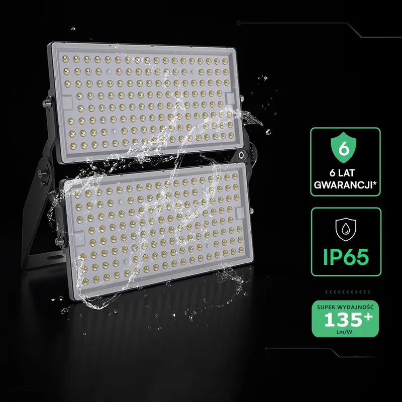 Naświetlacz LED V-TAC CREE CHIP 500W IP65 135LM/W VT-48500 6500K 67500LM 6 Lat Gwarancji - Czarny