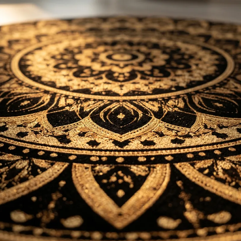 Dywan Okrągły Mandala 80x80 cm Orientalny NOVO Antypoślizgowy