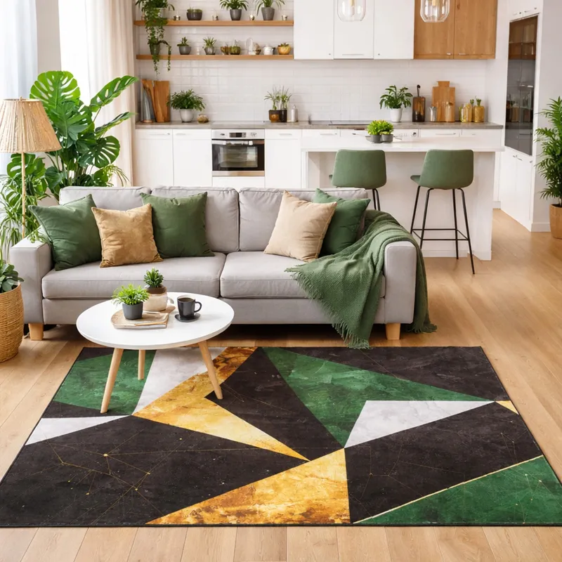 Dywan Novo 200x140 cm Miękki Do Salonu Sypialni - Zielony Marmur