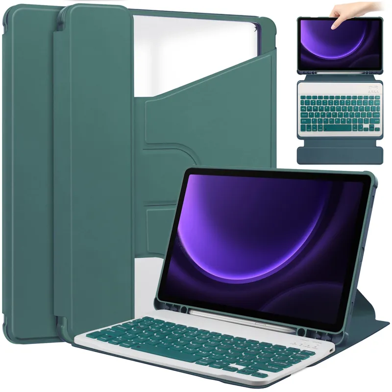 Etui 360 Z Klawiaturą Do SAMSUNG Galaxy Tab S9/S10 FE 10.9 - Zielony