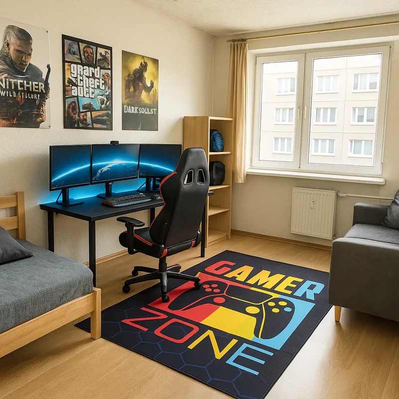 Dywan Gamingowy Mata Pod Fotel Antypoślizgowy 160x120 - Gamer Zone 220x160 cm