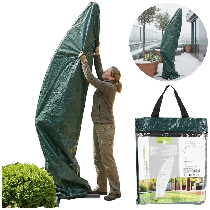 Pokrowiec Na Parasol Ogrodowy 220x45 cm Wodoodporny UV - Ciemnozielony