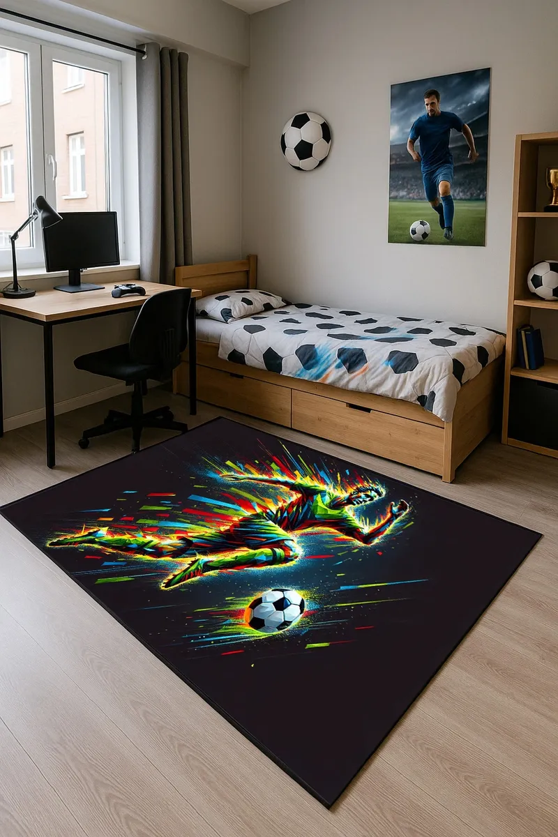 Dywan Gamingowy Mata Pod Fotel Antypoślizgowy Football 160x120 cm 160x120 cm
