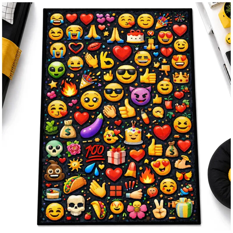 Dywan Gamingowy Mata Pod Fotel Antypoślizgowy 170x120 cm - Emoji 3D 150x100 cm