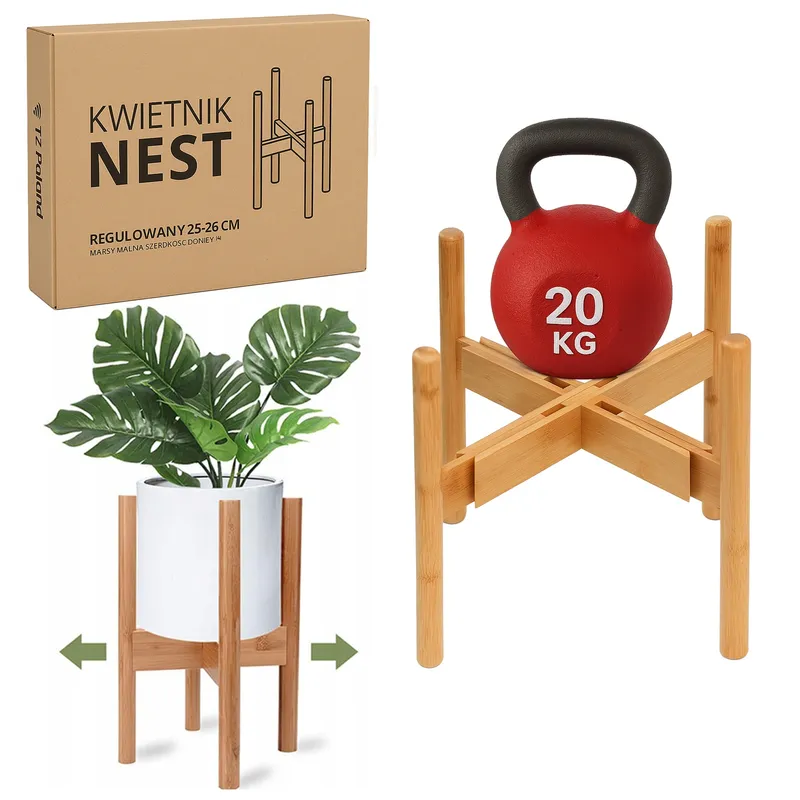 Kwietnik Stojący Nest Regulowany 25-36 cm Bambusowy - Naturalny