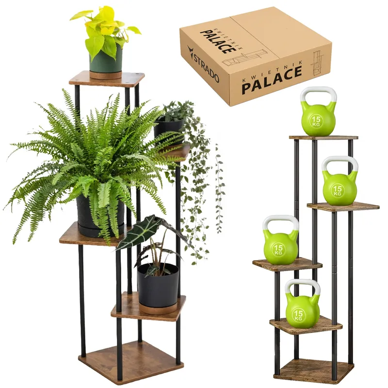 Kwietnik Metalowy Stojący Palace 5 Poziomów 106cm XL - Czarny