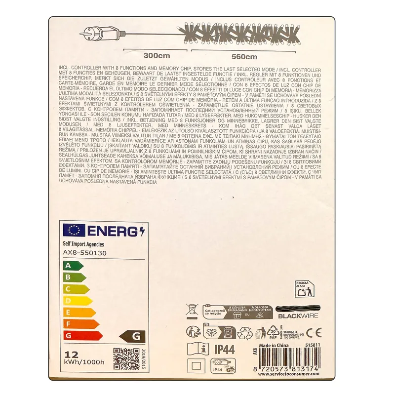 Lampki Choinkowe 768 LED Ciepłe 8 6m Timer 8F Wewnętrzne/Zewnętrzne - Białe