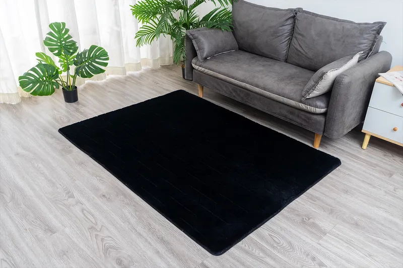 Dywan Rabbit 170x120 cm Miękki Puszysty Do Salonu - Czarny