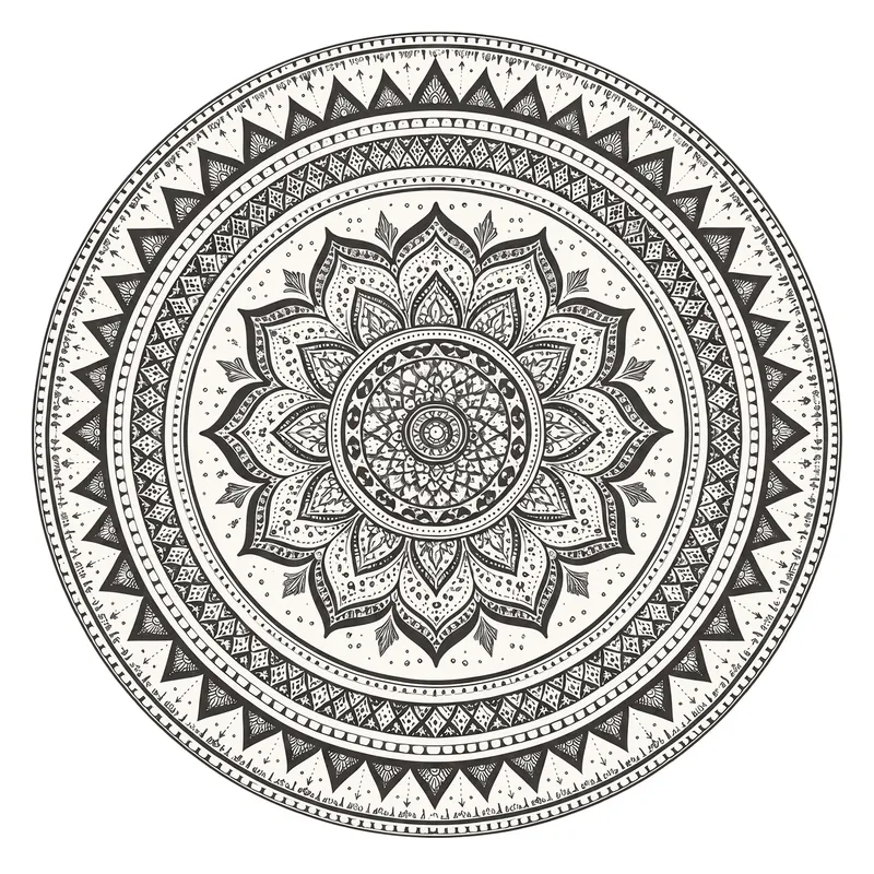 Dywan Okrągły Mandala 100x100 Antypoślizgowy Do Salonu