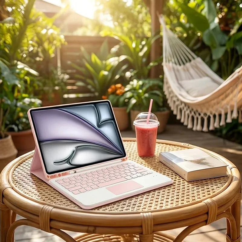 Etui Z Klawiaturą Touchpad Do IPad Air 11 M4/M3/M2 - Różowe
