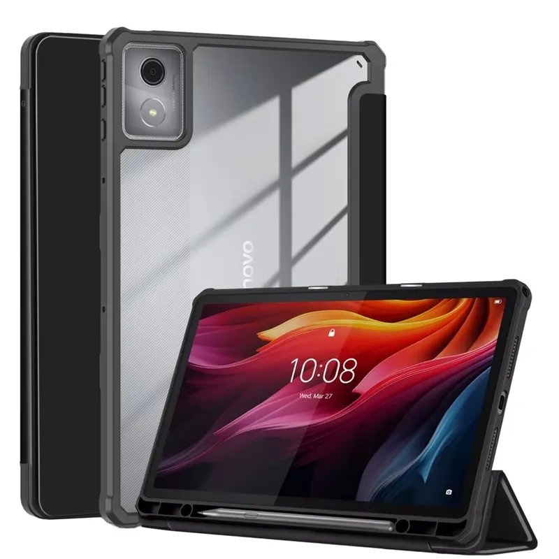 Etui Clear Pencil Do Lenovo K11 Plus Z Podstawką - Czarne