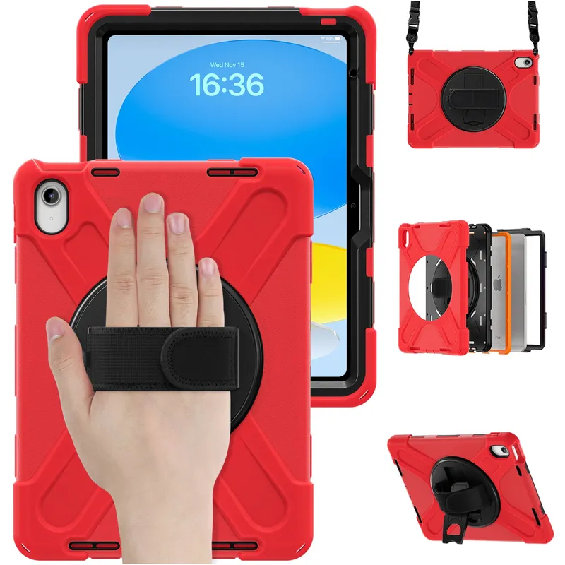 Etui Shockproof Z Uchwytem Do IPad 10.9 2022/11 A16 2025 - Czerwone