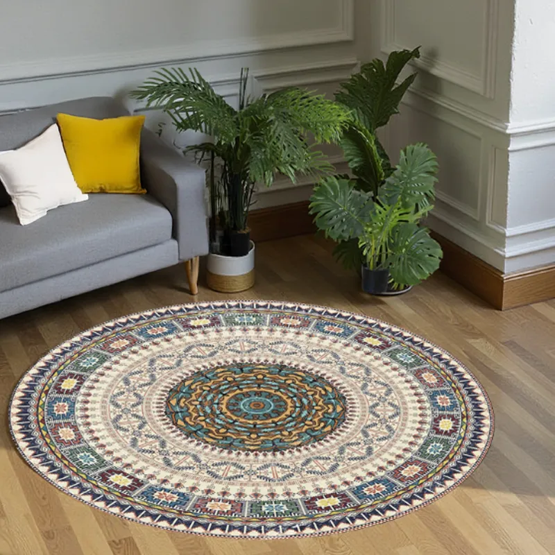 Dywan Okrągły Novo 200x200 cm Pluszowy Do Salonu - Beżowy