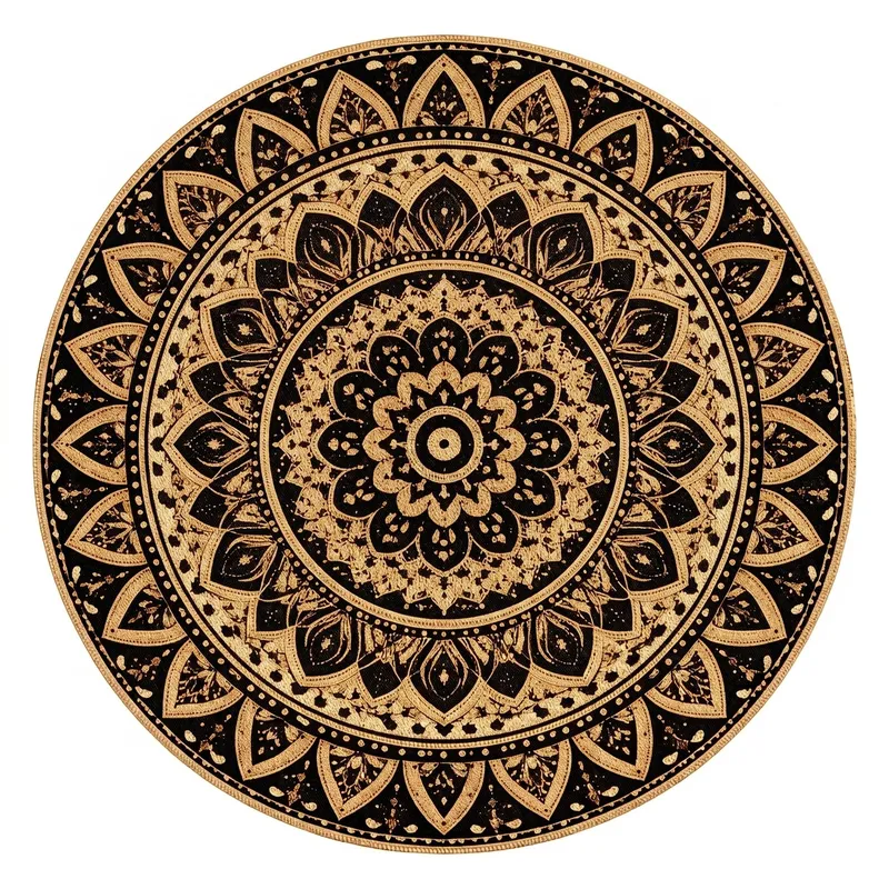 Dywan Okrągły Mandala 120x120 Do Salonu Orientalny Antypoślizgowy