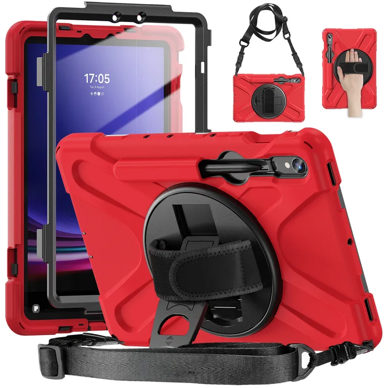 Etui Pancerne Shockproof Do SAMSUNG Galaxy Tab S9/S10 Z Uchwytem - Czerwone