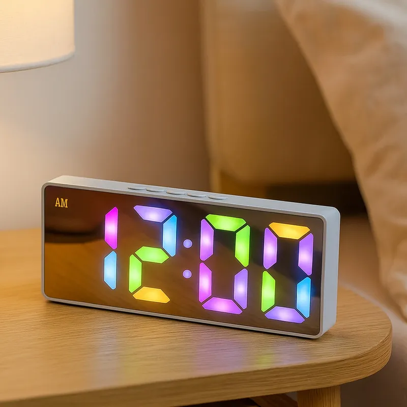 Budzik Zegar Elektroniczny Cyfrowy LED 24H Alarm Drzemka - Biały