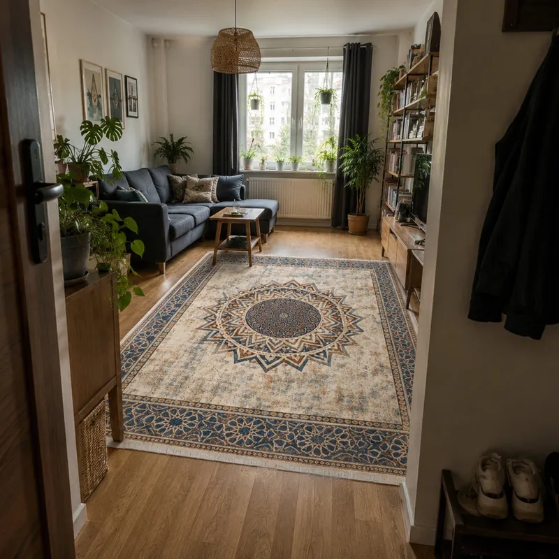 Dywan Mandala 220x160 Do Salonu Orientalny Antypoślizgowy - Wielokolorowy