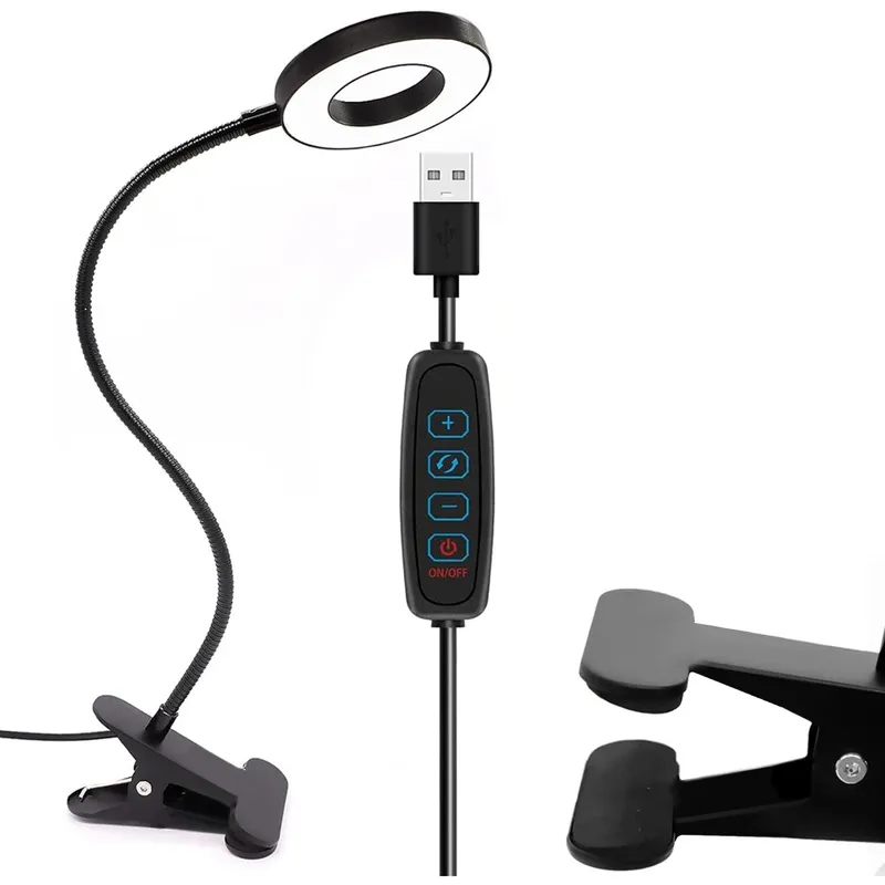 Lampa Biurkowa LED Z Klipsem DML5 Ring 3 Barwy - Czarny
