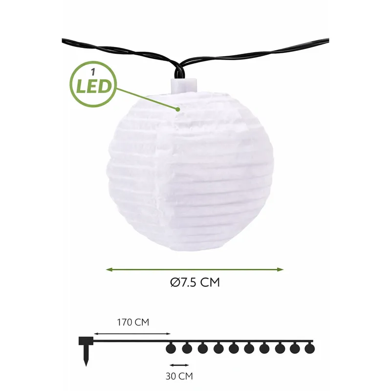 Lampiony Solarne LED Girlanda Ogrodowa 10 szt. Kule - Mix Kolorów