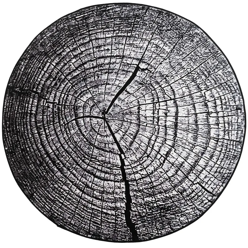 Dywan Novo Okrągły 120x120 cm Do Salonu I Sypialni - Szary Pień
