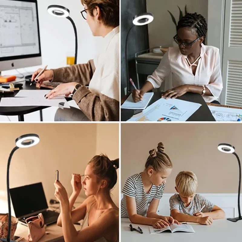 Lampa Biurkowa LED Z Klipsem DML5 Ring 3 Barwy - Czarny