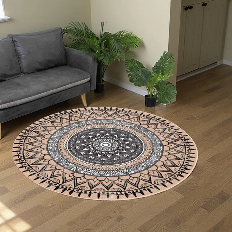 Dywan Okrągły Novo 90x90 cm Aztecki - Beżowy