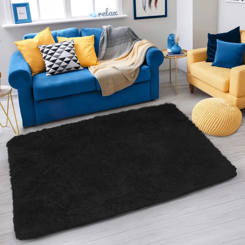 Dywan Shaggy 300x250 cm BlackSky Miękki Puszysty Do Salonu - Czarny