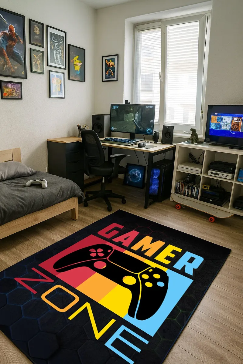Dywan Gamingowy Mata Pod Fotel Antypoślizgowy 160x120 - Gamer Zone 220x160 cm