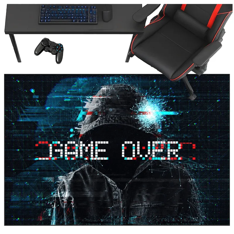 Dywan Gamingowy Mata Pod Fotel 170x120 Antypoślizgowy - GameOver 150x100 cm