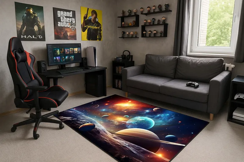 Dywan Gamingowy 3D Kosmos 170x120 Nowoczesny Wzór - Kosmos 170x120 cm