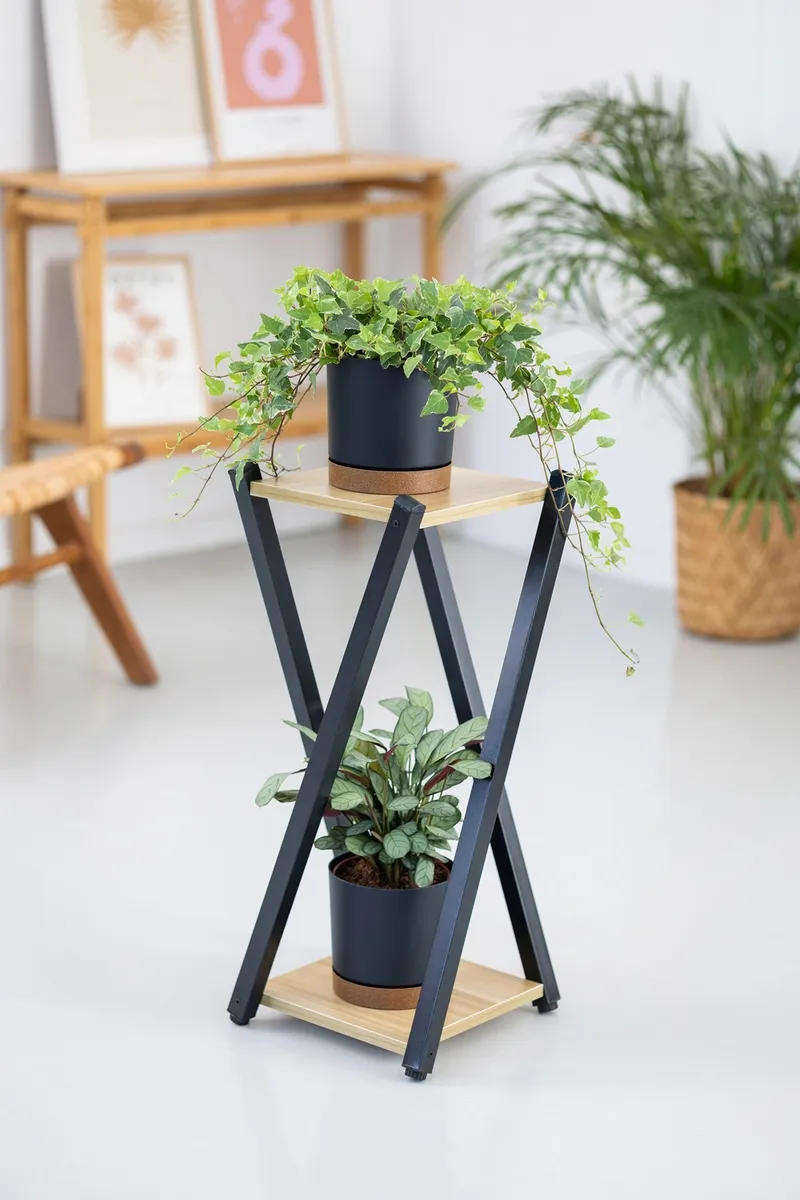 Kwietnik Stojący Nexus 2 Poziomy 65 cm - Czarny