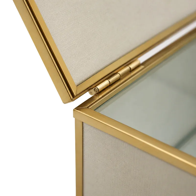 Szkatułka Na Biżuterię 18x13x7 cm Welurowa Organizer - Beżowa
