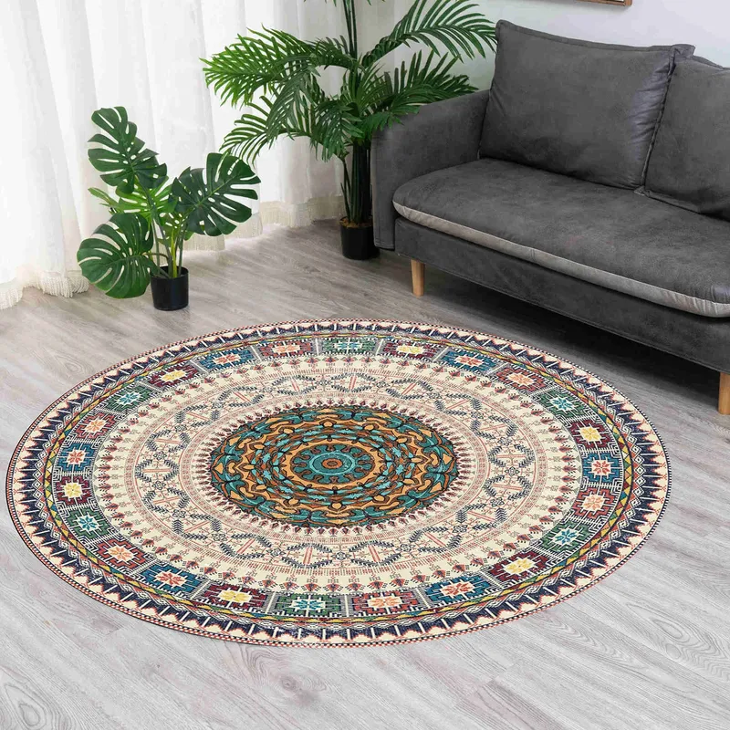 Dywan Okrągły Novo 90x90 cm Do Salonu Orientalny - Beżowy