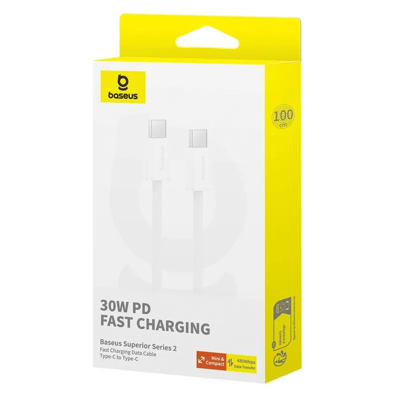 Kabel USB-C BASEUS Superior Series II 30W 1m - Biały