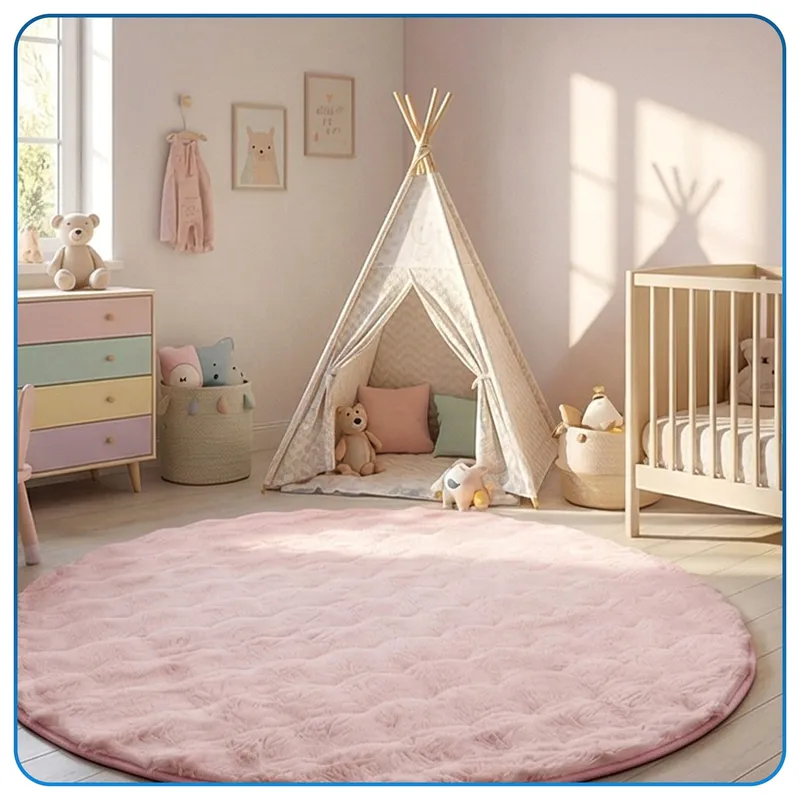 Dywan Okrągły Rabbit Bubble 120 cm - Różowy