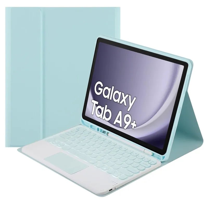 Etui Z Klawiaturą Bluetooth Galaxy Tab A9 Plus X210/X215/X216 - Niebieskie