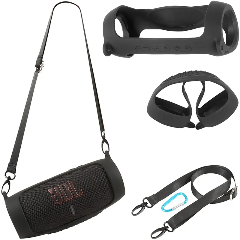 Etui Do JBL Charge 5 Silikonowe Z Podstawką - Czarne